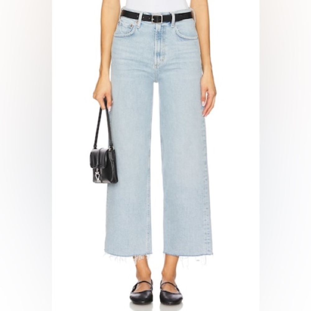 Agolde Aritzia Ren High Rise Wide Leg Jeans in Beam Light Wash